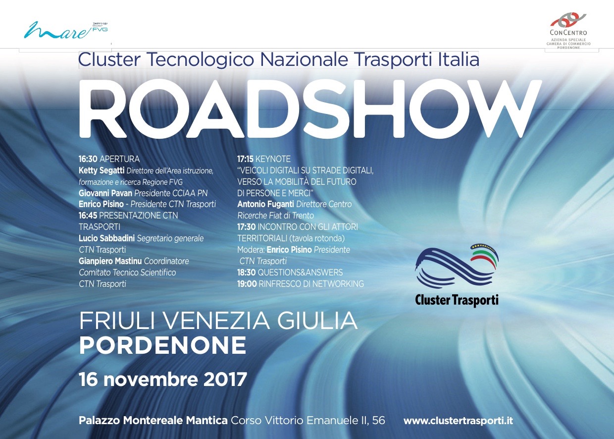 Roadshow Cluster Trasporti Italia: il 16 novembre la prima tappa in Friuli Venezia Giulia