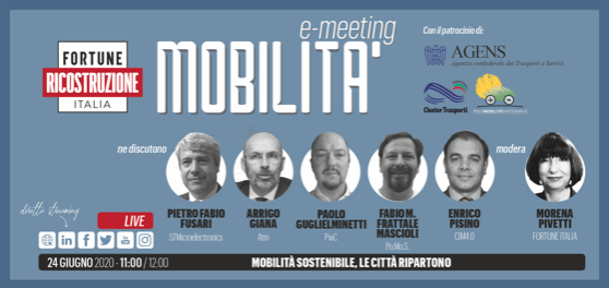 Save the date. 24 giugno e-meeting “Mobilità sostenibile, le città ripartono”. Interviene Enrico Pisino