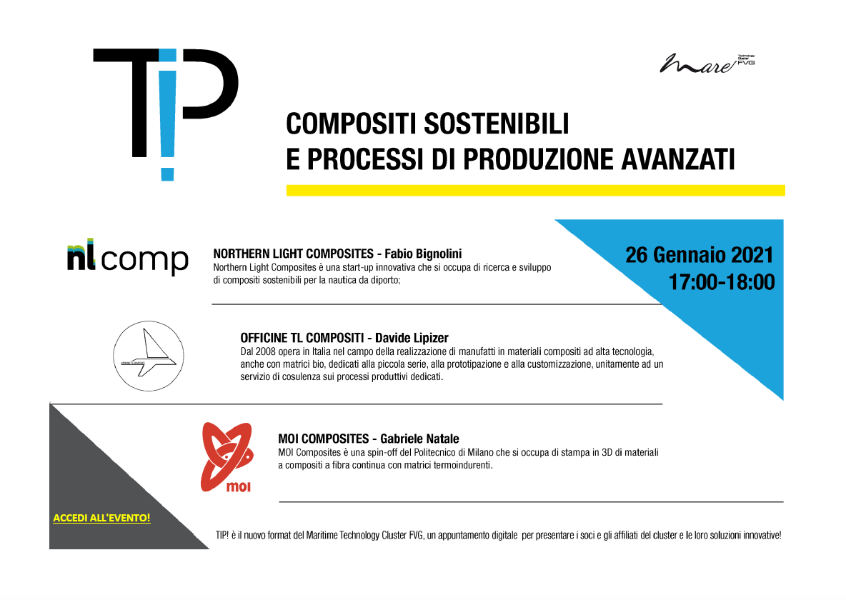 TIP!-Compositi sostenibili e processi di produzione avanzati: il 26 gennaio appuntamento con l’evento mareFVG