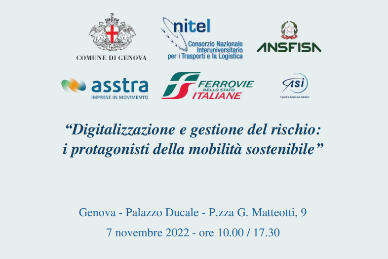 Digitalizzazione e gestione del rischio: appuntamento il 7 novembre a Genova con i protagonisti della mobilità sostenibile